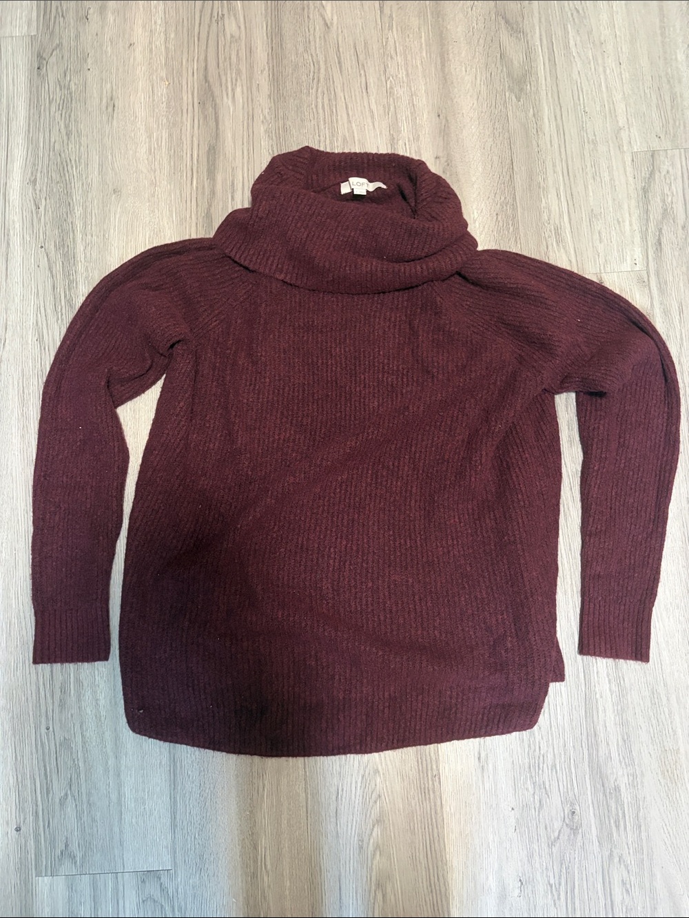 LOFT Wine Cowl Neck Knit Sweater